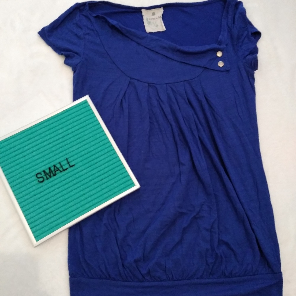 Threads blue short sleeve blouse size small